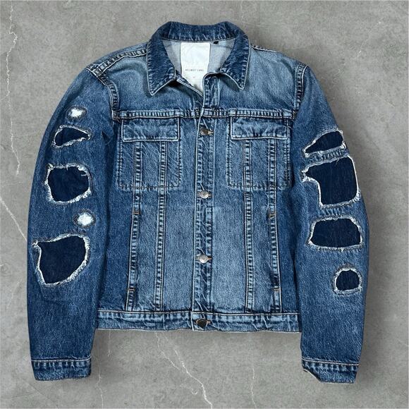 Helmut Lang Men’s MR 87 Large Distressed Grunge Denim Jacket Designer USA Made